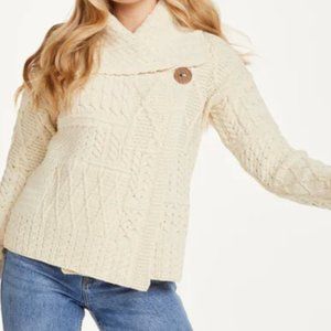 Aran Craft Aran Woollen Mills Céide Ladies Aran Cardigan Medium Cream